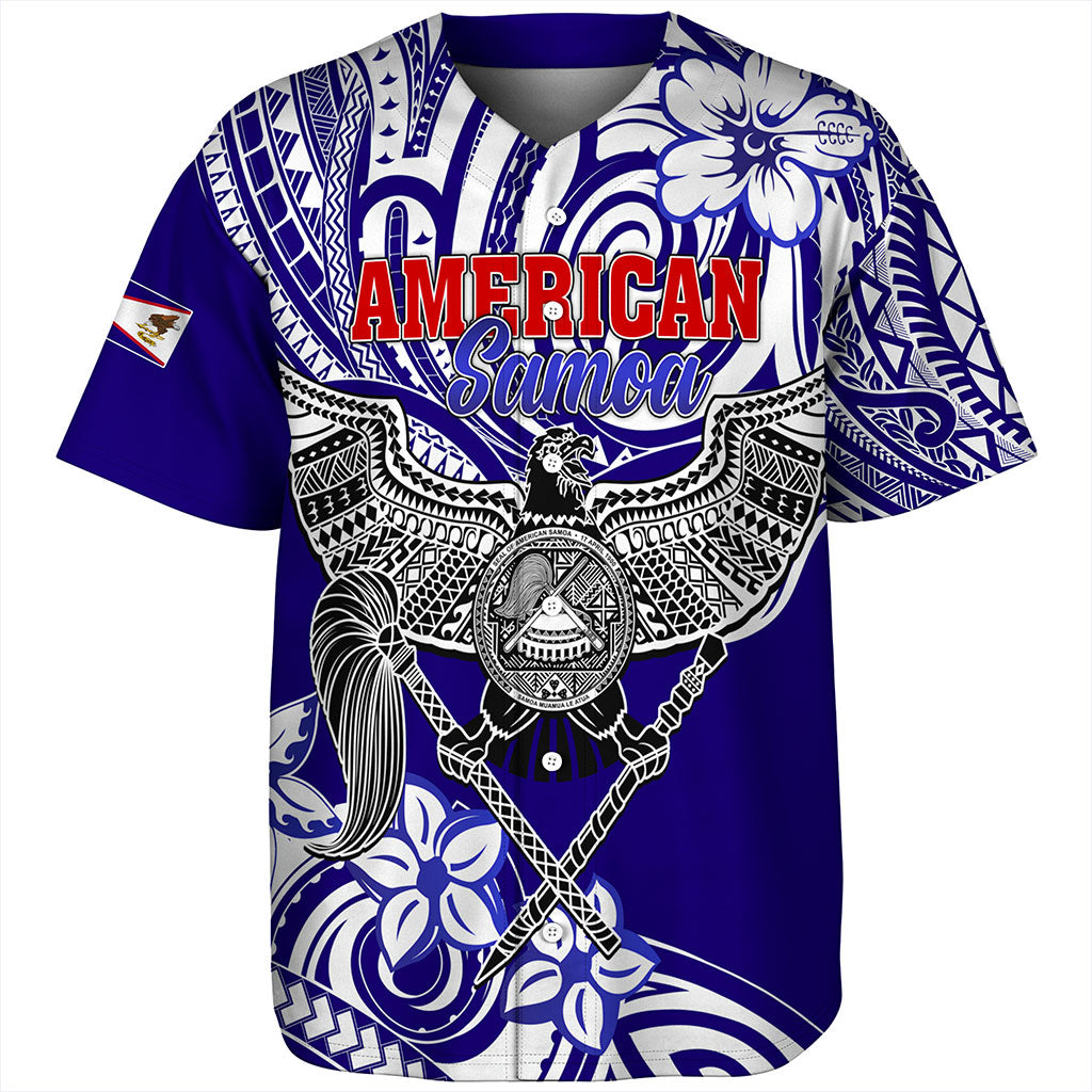 American Samoa Baseball Shirt Tribal Polynesian Eagle Style