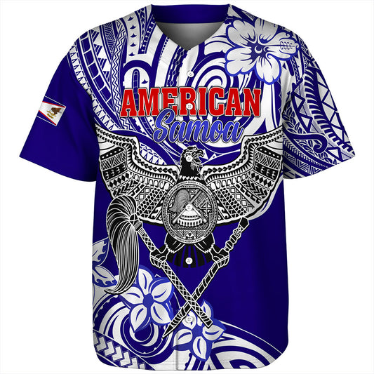 American Samoa Baseball Shirt Tribal Polynesian Eagle Style