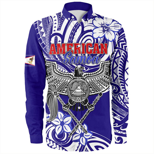 American Samoa Long Sleeve Shirt Tribal Polynesian Eagle Style