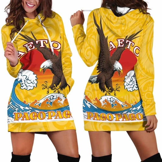 American Samoa Female Hoodie Dress - Pago Pago Aeto