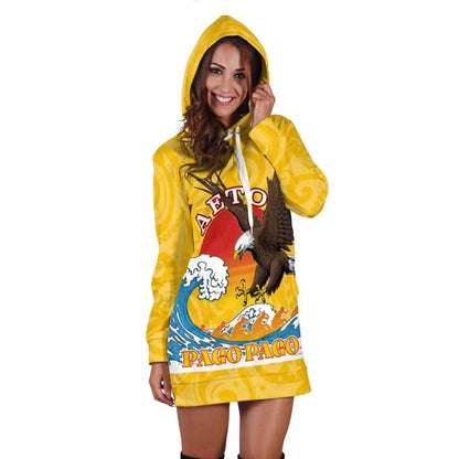 American Samoa Female Hoodie Dress - Pago Pago Aeto