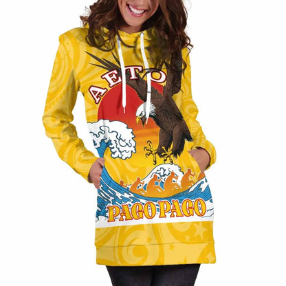 American Samoa Female Hoodie Dress - Pago Pago Aeto