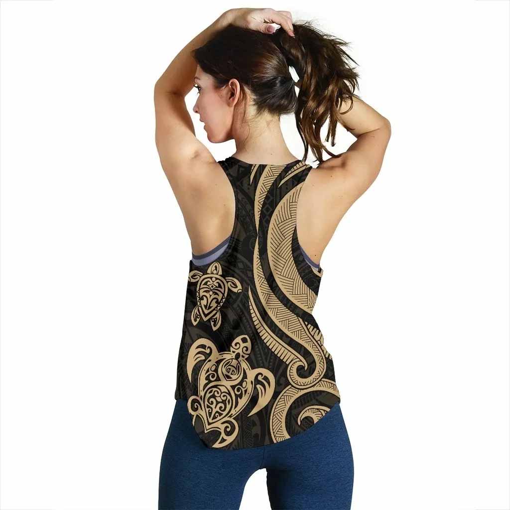 American Samoa Women Racerback Tank - Gold Tentacle Turtle