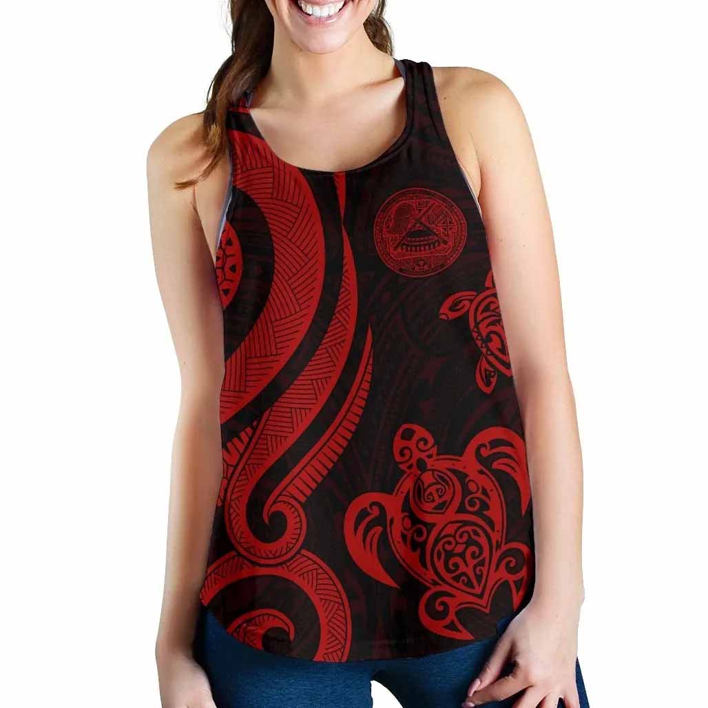 American Samoa Women Racerback Tank - Red Tentacle Turtle