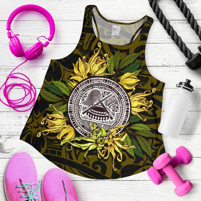 American samoa Women Racerback Tank Ylang Ylang Flowers