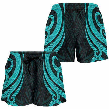 American Samoa Women Shorts - Turquoise Tentacle Turtle