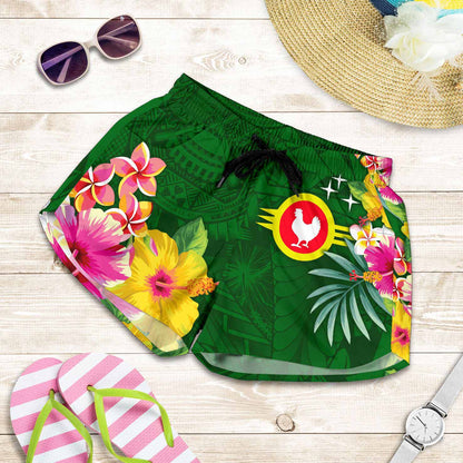 American Samoa Women Shorts - Manu'atele Hibiscus Flag