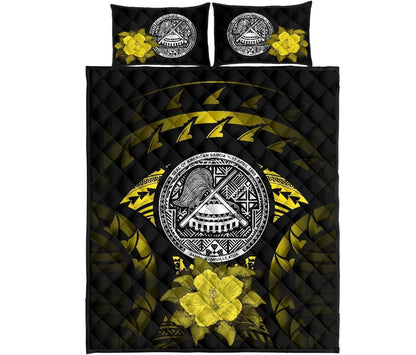 American Samoa Polynesian Quilt Bed Set Hibiscus Yellow