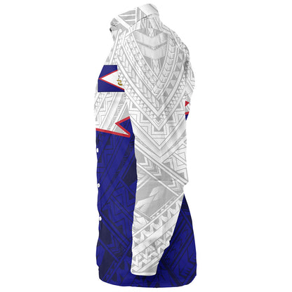 American Samoa Long Sleeve Shirt Polynesian Tattoo Flag And Coat Of Arms