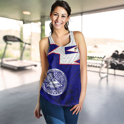 American Samoa Women Tank Polynesian Tattoo Flag And Coat Of Arms