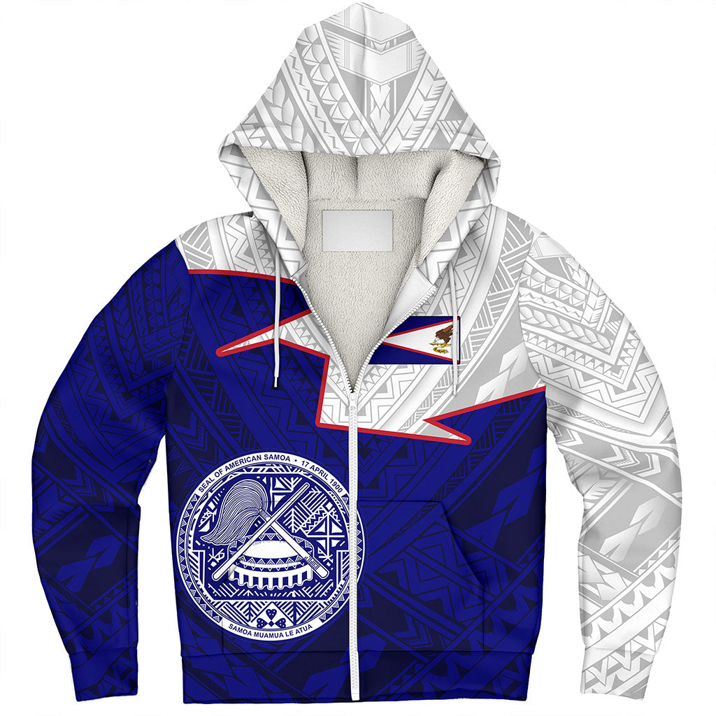 American Samoa Sherpa Hoodie Polynesian Tattoo Flag And Coat Of Arms