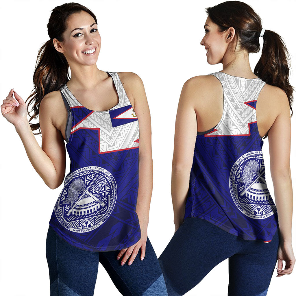 American Samoa Women Tank Polynesian Tattoo Flag And Coat Of Arms