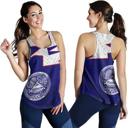 American Samoa Women Tank Polynesian Tattoo Flag And Coat Of Arms