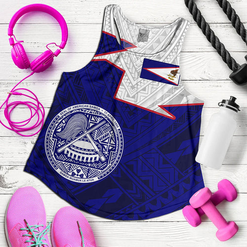 American Samoa Women Tank Polynesian Tattoo Flag And Coat Of Arms
