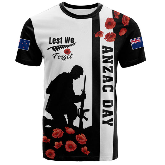 New Zealand T-Shirt Anzac Day Lest We Forget Simple Style