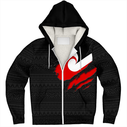 New Zealand Sherpa Hoodie Tino Rangatiratanga Maori Crack Style