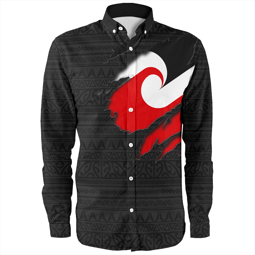 New Zealand Long Sleeve Shirt Tino Rangatiratanga Maori Crack Style