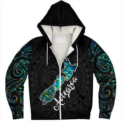 New Zealand Sherpa Hoodie Aotearoa Maori Tribal Map With Papua Shell