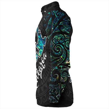 New Zealand Long Sleeve Shirt Aotearoa Maori Tribal Map With Papua Shell