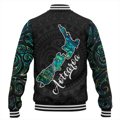 New Zealand Baseball Jacket Aotearoa Maori Tribal Map With Papua Shell