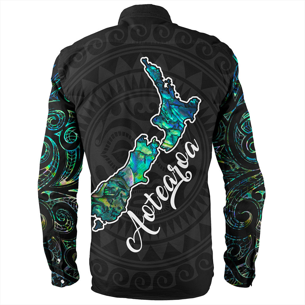 New Zealand Long Sleeve Shirt Aotearoa Maori Tribal Map With Papua Shell