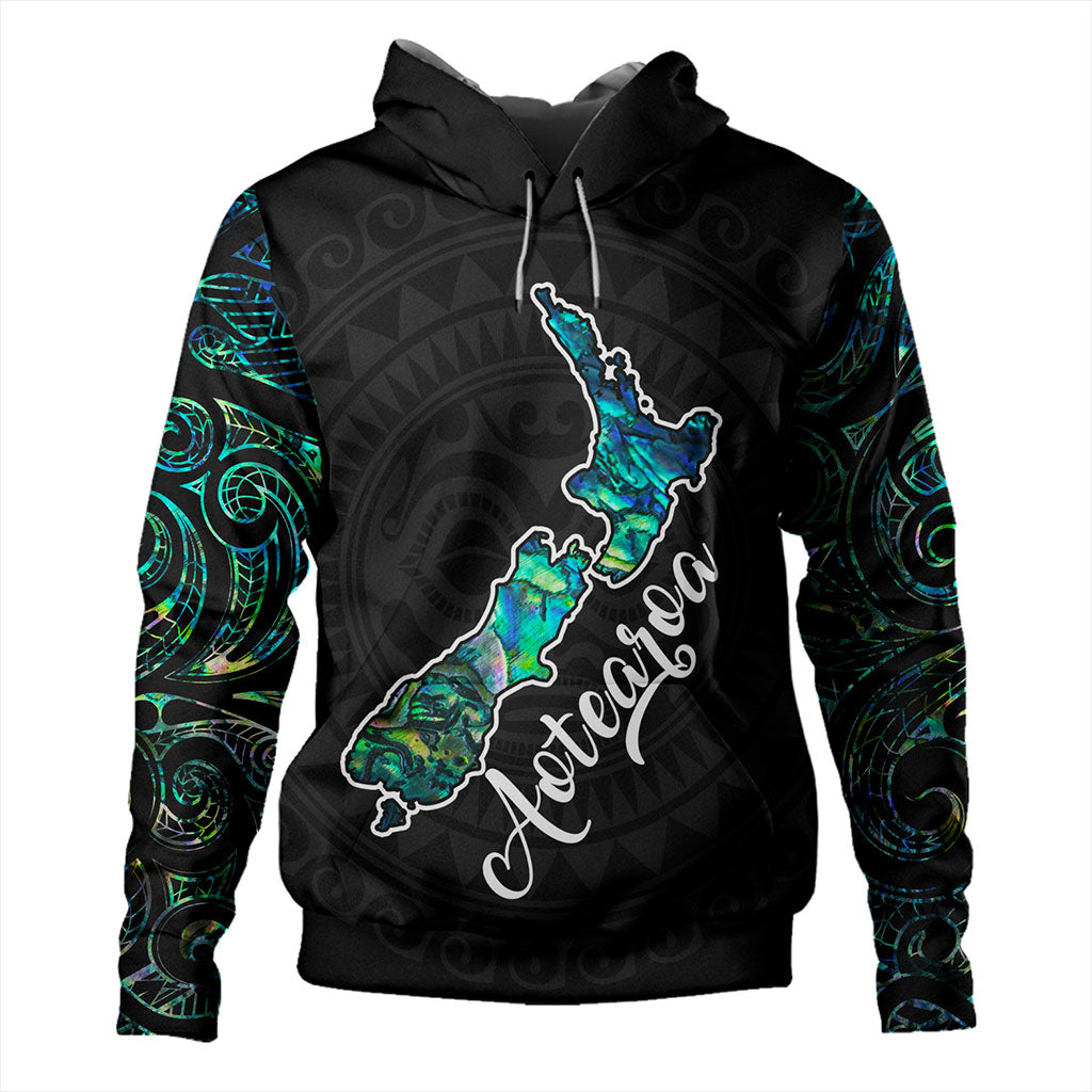 New Zealand Hoodie Aotearoa Maori Tribal Map With Papua Shell