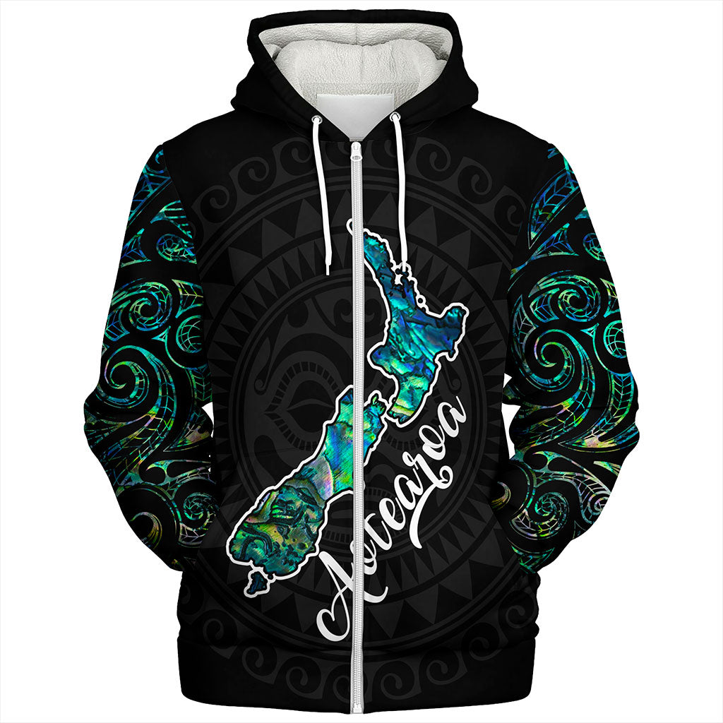 New Zealand Sherpa Hoodie Aotearoa Maori Tribal Map With Papua Shell