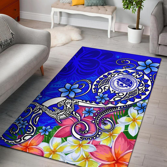 FSM Area Rug - Turtle Plumeria (Blue)