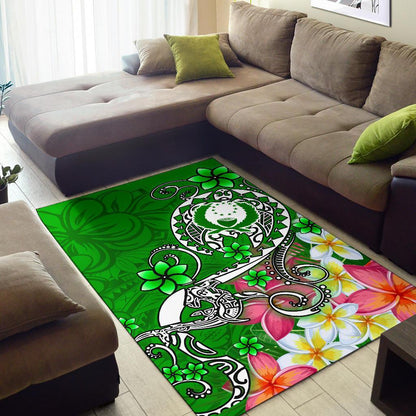 Pohnpei Area Rug - Turtle Plumeria (Green)