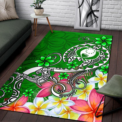 Pohnpei Area Rug - Turtle Plumeria (Green)