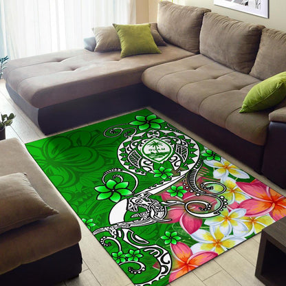 Guam Area Rug - Turtle Plumeria (Green)