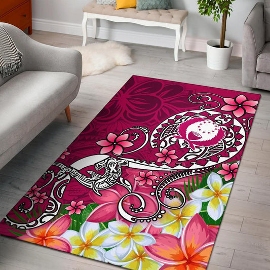 Pohnpei Area Rug - Turtle Plumeria (Pink)
