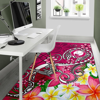 Pohnpei Area Rug - Turtle Plumeria (Pink)