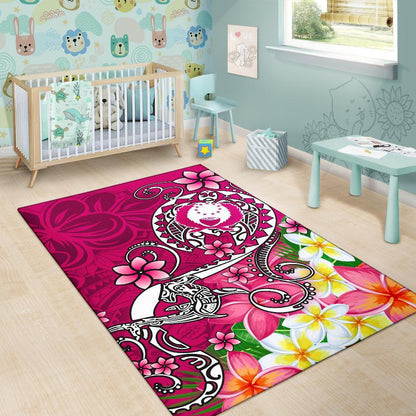 Pohnpei Area Rug - Turtle Plumeria (Pink)