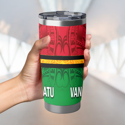 Vanuatu Flag Color With Traditional Patterns Tumbler