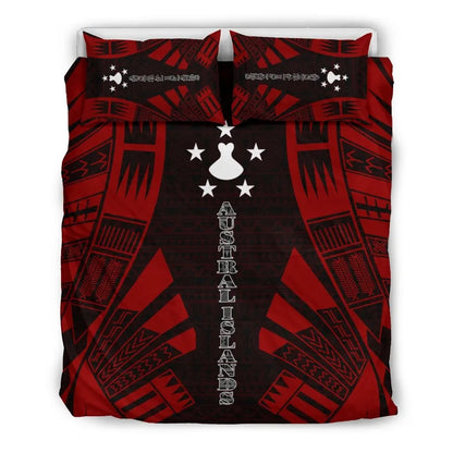 Austral Islands Duvet Cover Set - Polynesian Tattoo Red