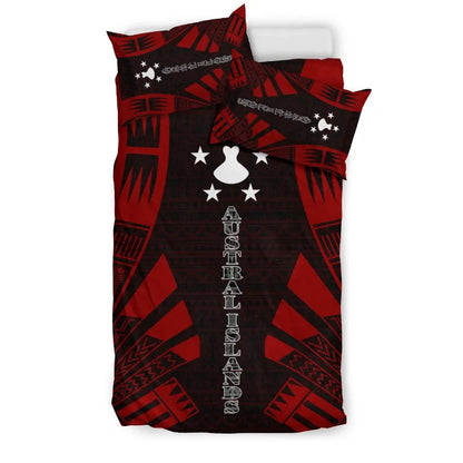 Austral Islands Duvet Cover Set - Polynesian Tattoo Red