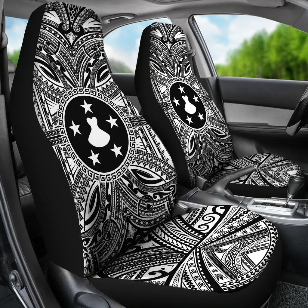 Austral Islands Car Seat Cover - Austral Islands Coat Of Arms Polynesian White Black