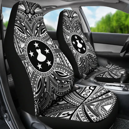 Austral Islands Car Seat Cover - Austral Islands Coat Of Arms Polynesian White Black