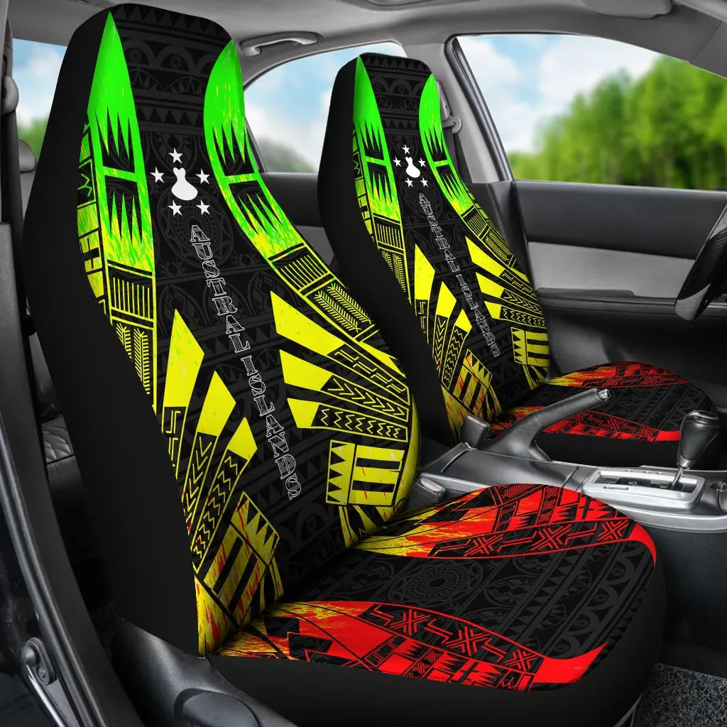 Austral Islands Car Seat Covers - Austral Islands Flag Polynesian Tattoo Reggae