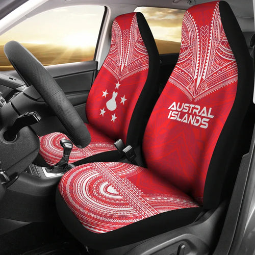 Austral Islands Car Seat Cover - Austral Islands Flag Polynesian Chief Tattoo Blue Version