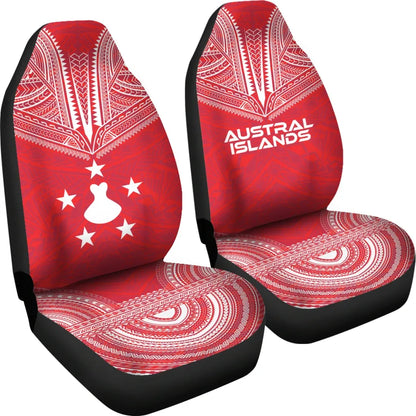Austral Islands Car Seat Cover - Austral Islands Flag Polynesian Chief Tattoo Blue Version