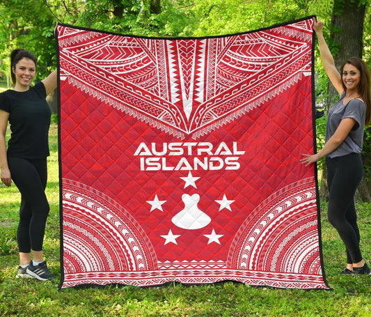 Austral Islands Premium Quilt - Austral Islands Flag Polynesian Chief Red Version