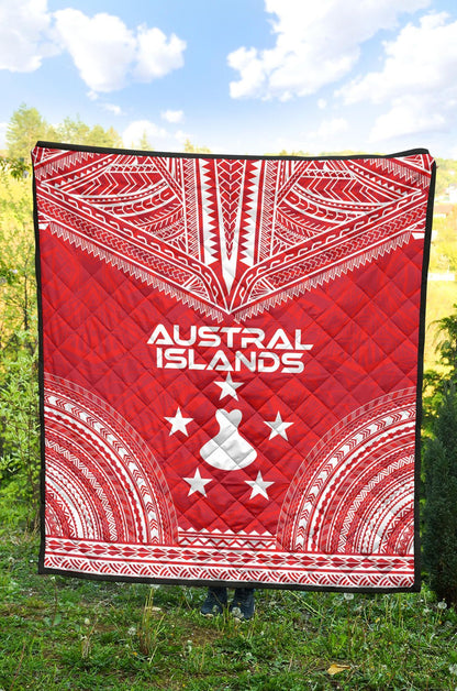 Austral Islands Premium Quilt - Austral Islands Flag Polynesian Chief Red Version