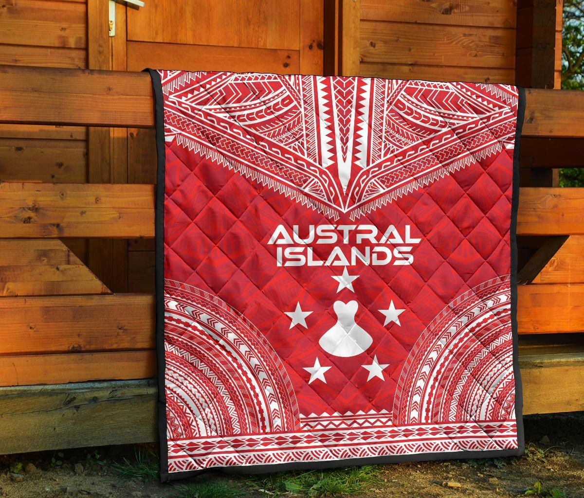 Austral Islands Premium Quilt - Austral Islands Flag Polynesian Chief Red Version