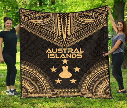 Austral Islands Premium Quilt - Austral Islands Flag Polynesian Chief Gold Version