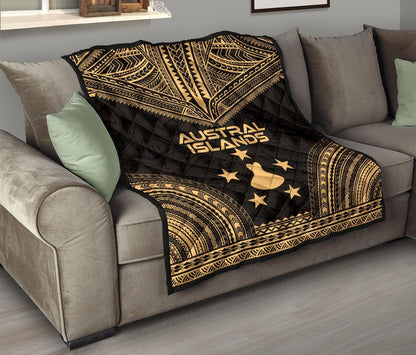Austral Islands Premium Quilt - Austral Islands Flag Polynesian Chief Gold Version