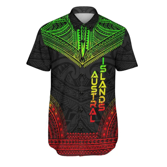 Austral Islands Polynesian Chief Short Sleeve Shirt - Reggae Version