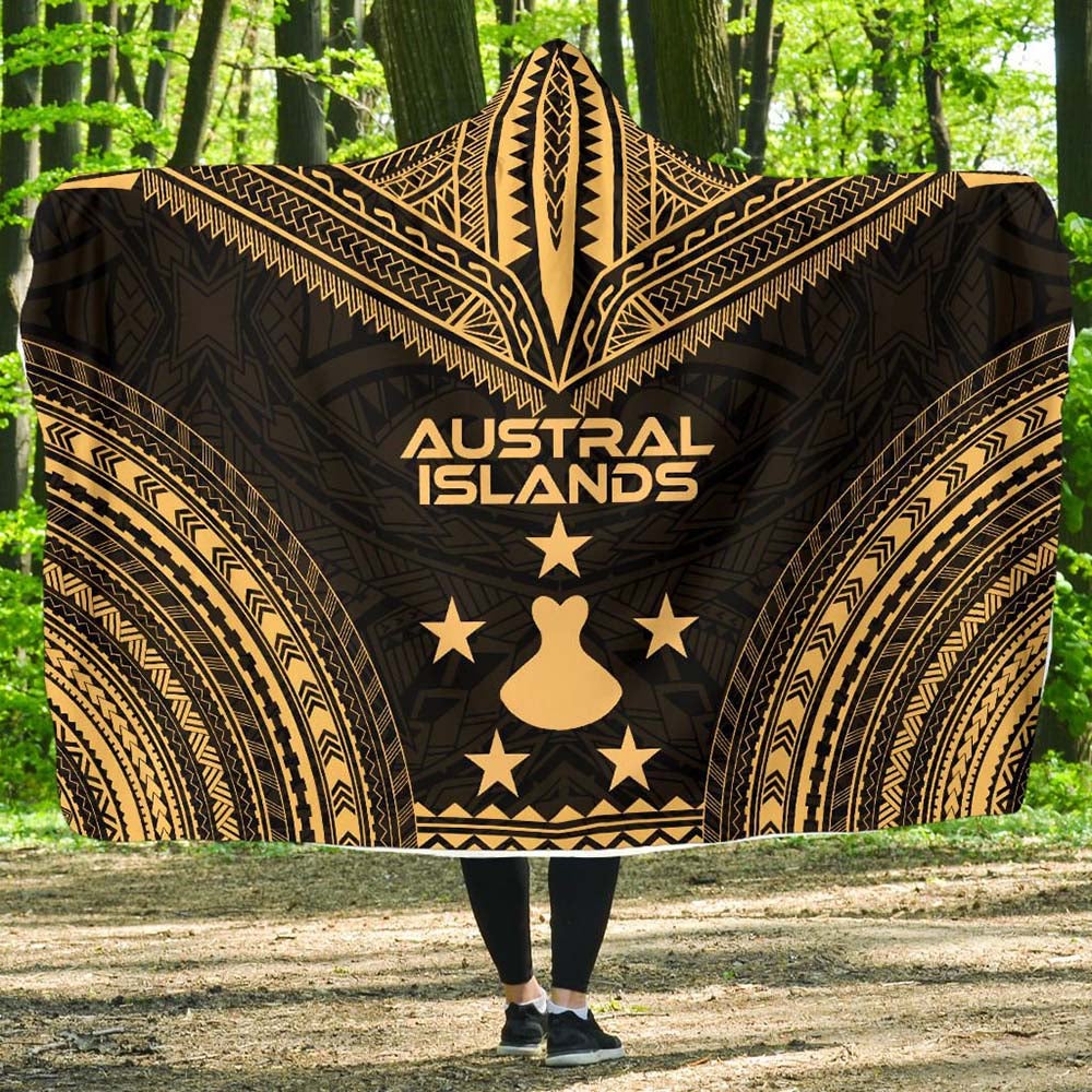 Austral Islands Polynesian Chief Hooded Blanket - Gold Version