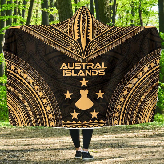 Austral Islands Polynesian Chief Hooded Blanket - Gold Version
